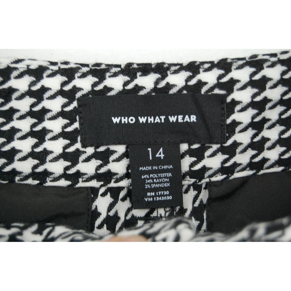 Who What Wear Pants Womens 14 Black White‎ Houndstooth Ankle Tapered Ponte - Picture 3 of 8